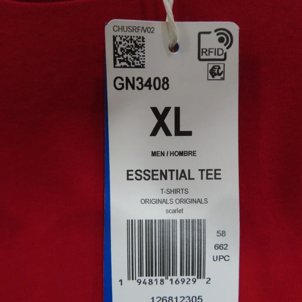 Adidas Originals Essential Tee Men XL Scarlet Red Trefoil Logo NEW - Picture 7 of 13